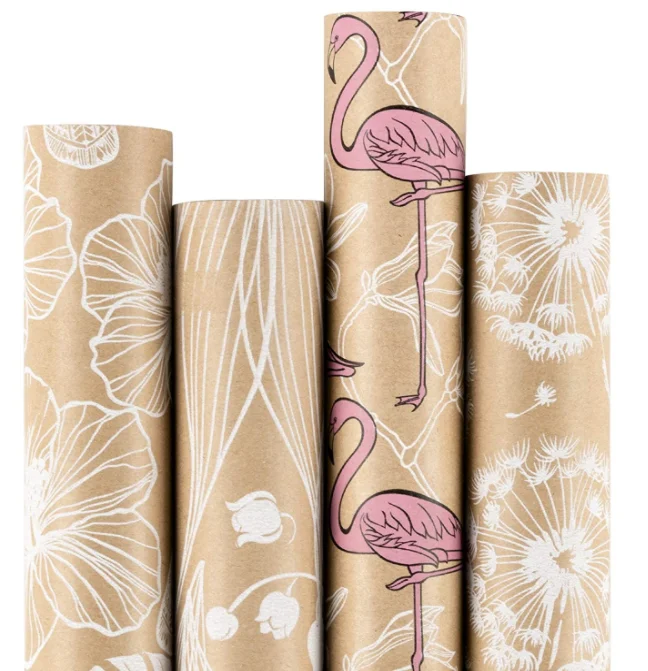 Bird Design CMYK Printing Kraft Gift Wrapping Paper