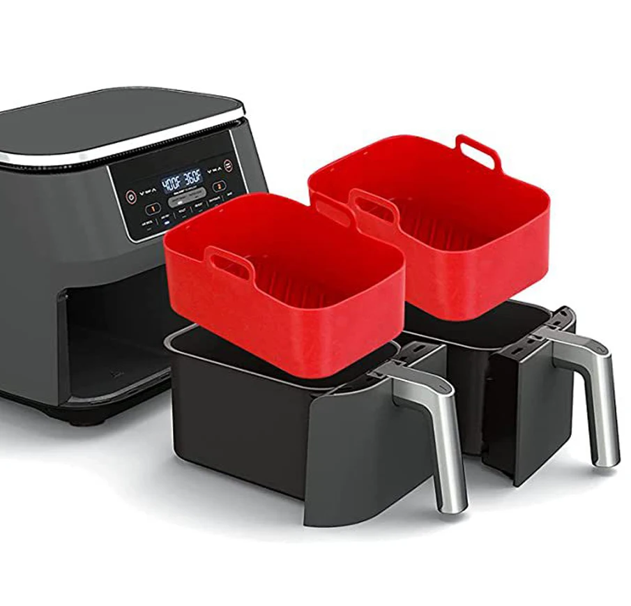 Rectangle air fryer silicone pot basket liner silicone baking pan with air circulation for oven