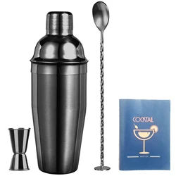 CAMOL 4 Pieces Cocktail Shaker Set with Accessories Barware Drink Shaker Built-in Strainer 25oz Bar Tool Set with Recipe Custom
