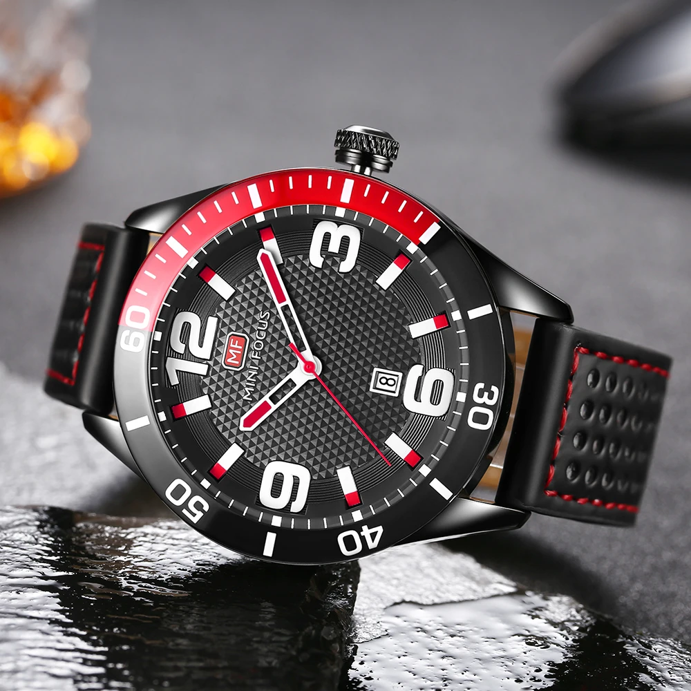 MINI FOCUS MF0155G Business Casual Quartz Watch Men  advertising  Arabic Number Waterproof Calendar Islamic Wrist watches
