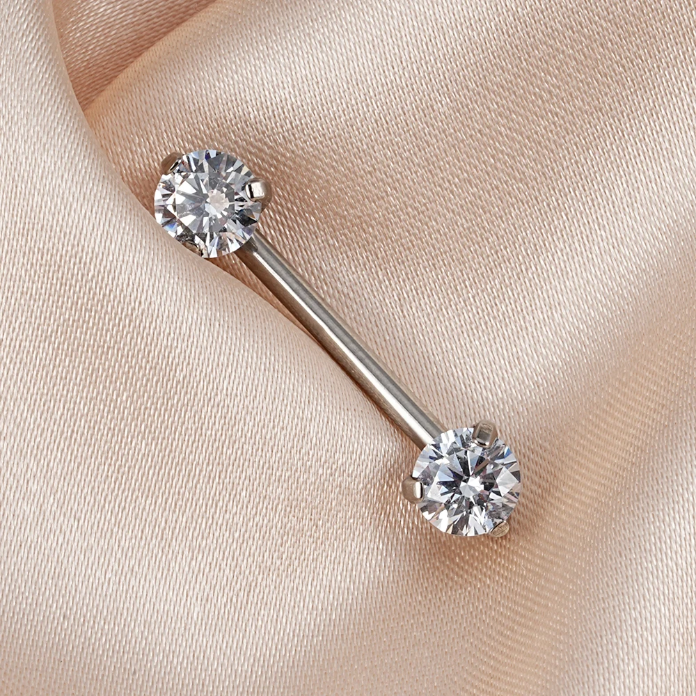 Implant Grade ASTM F136 Titanium Threadless Implant Prong Setting Zircon Nipple Piercings