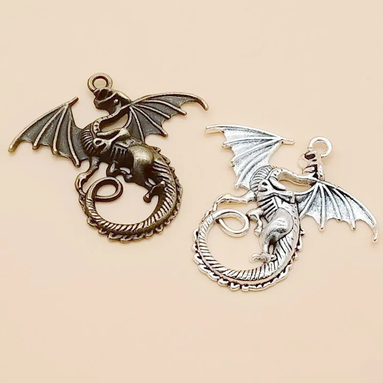 Antique Silver tone/Antique Bronze Flying Dragons Pendant Charm/Finding  Bracelet Necklace Charm  DIY Accessory Jewelry Making