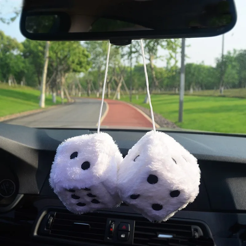Wholesale Custom Car Hanging Plush Fuzzy Dice Plush Pendant Soft Plush Dice Toys Stuffed Dice Plush Toys