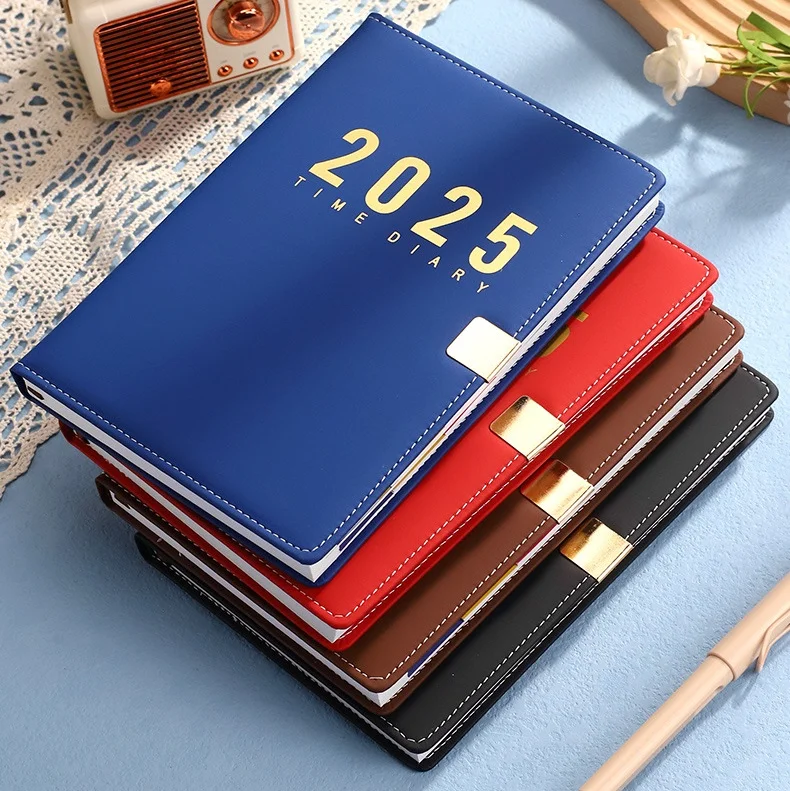 2025 Customized Business PU Leather Official Agenda Planner Calendar Notebook A5 English Spanish Notepad Diary Notebook