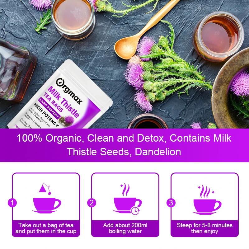 Small MOQ Custom Logo Liver Detoxification Milk Thistle Tea 14 Days Flower Tea