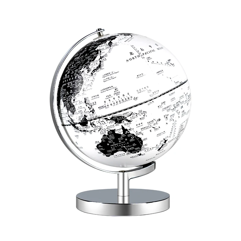 25cm black white globos globus glow world globes global map ball desktop decoration geographic openable earth chrome globe