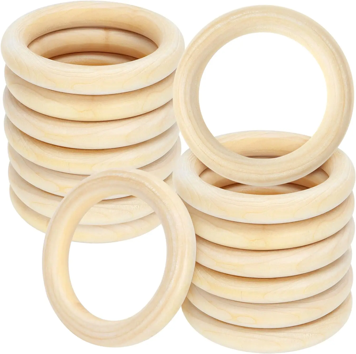 4 inch Nature Solid Wood Rings for DIY Crafts Without Paint,Macrame Wooden Rings for Ring Pendant and Connectors Jewelry Making