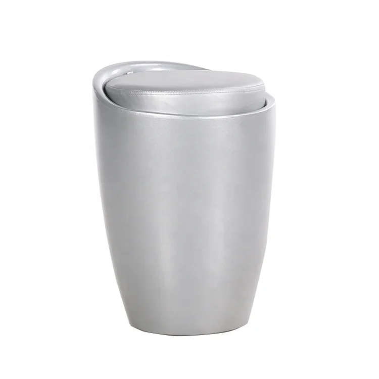 Colorful ABS PU Cushion Storage Kids Ottoman Chair Plastic Footrest Stool