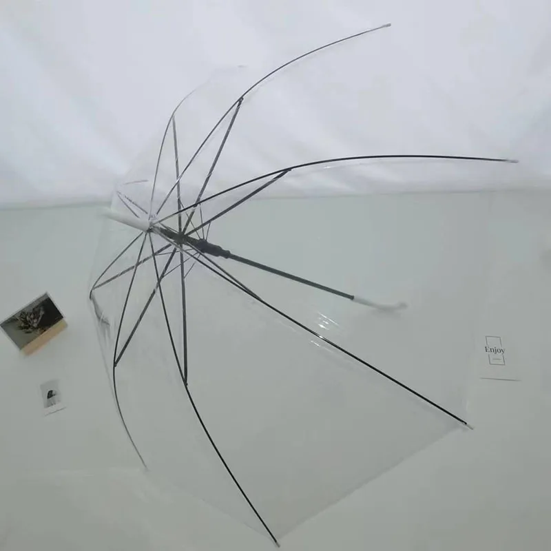 Factory Supply Wholesale Custom Logo Clear Transparent Umbrella Automatic Open POE Rain Umbrella