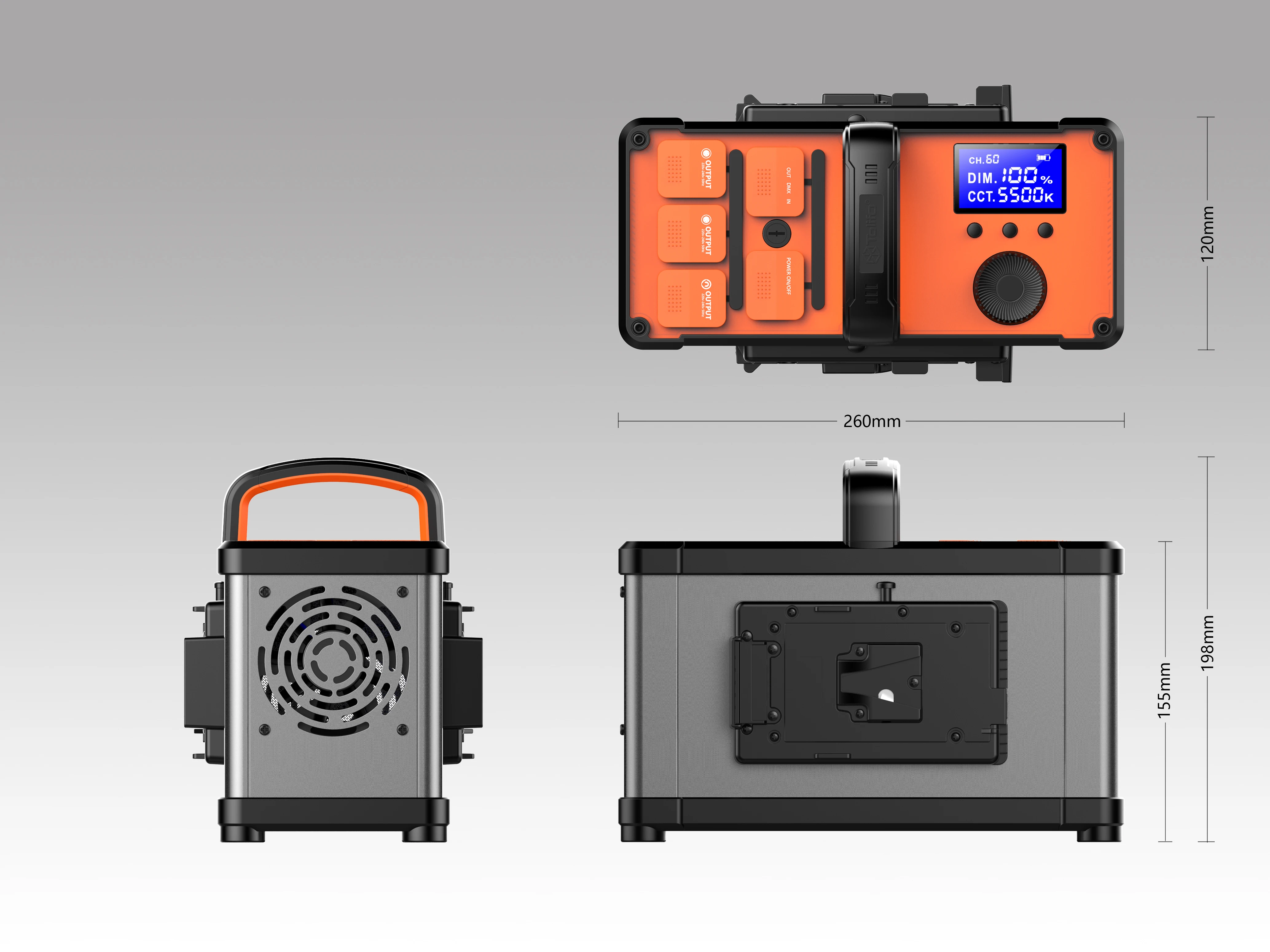 TOLIFO 500W 45000LM COB High Power LED Photography Lighting Kit Studio With V Lock Battery and Carry Bag