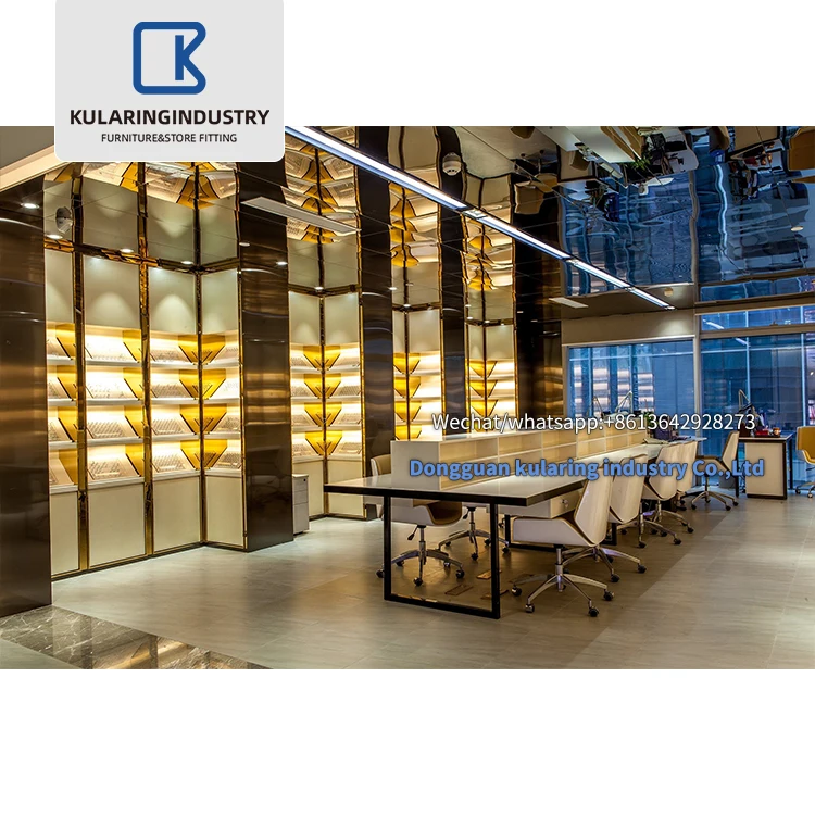 Fancy design jewelry display counter cases, mall kiosk for jewelry shop furniture display showcase and cabinet