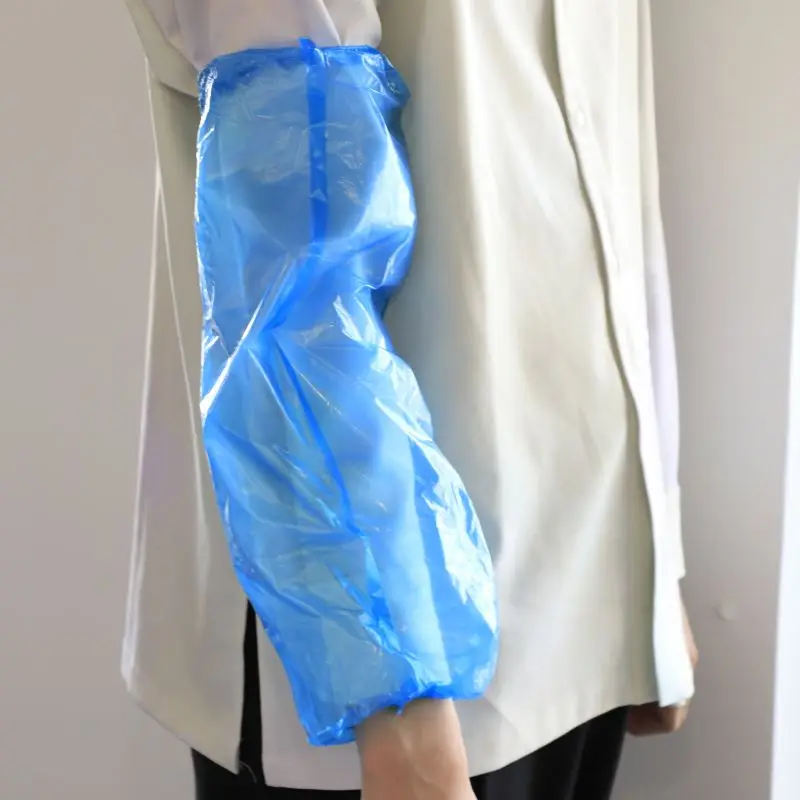 Waterproof oilp-roof dust-proof plastic disposable blue pe/cpe Durable elasticity sleeve cover for arm