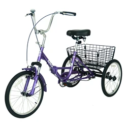 Adult Tricycle Trikes,3-Wheel Bikes,20 Inch Wheels Cruiser Bicycles with Large Shopping Basket for adults