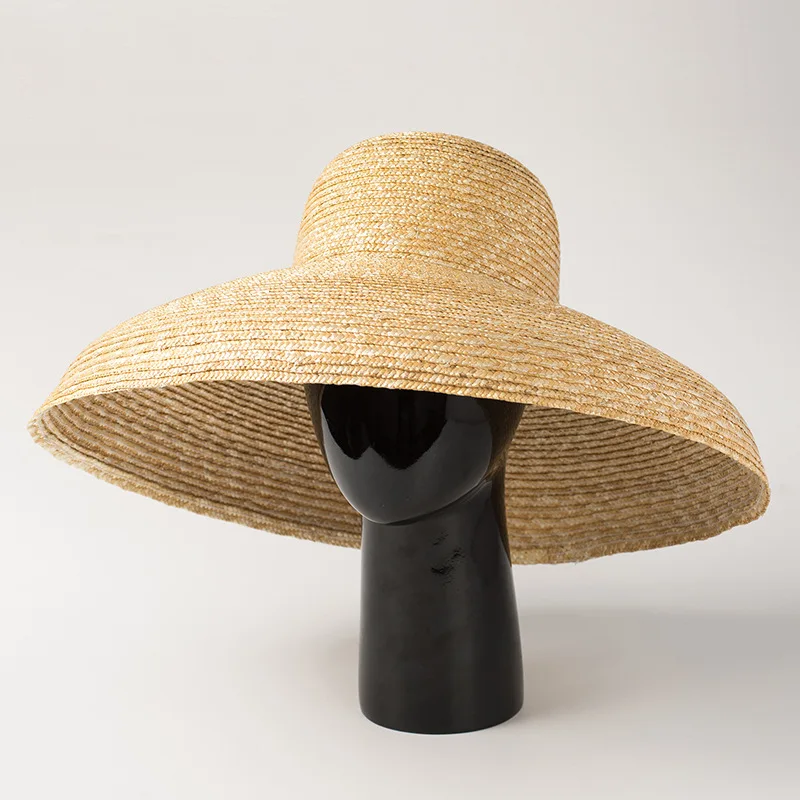 Foldable Wide Brim straw hats summer Women boater Hat UV Protect Travel for Lady Female
