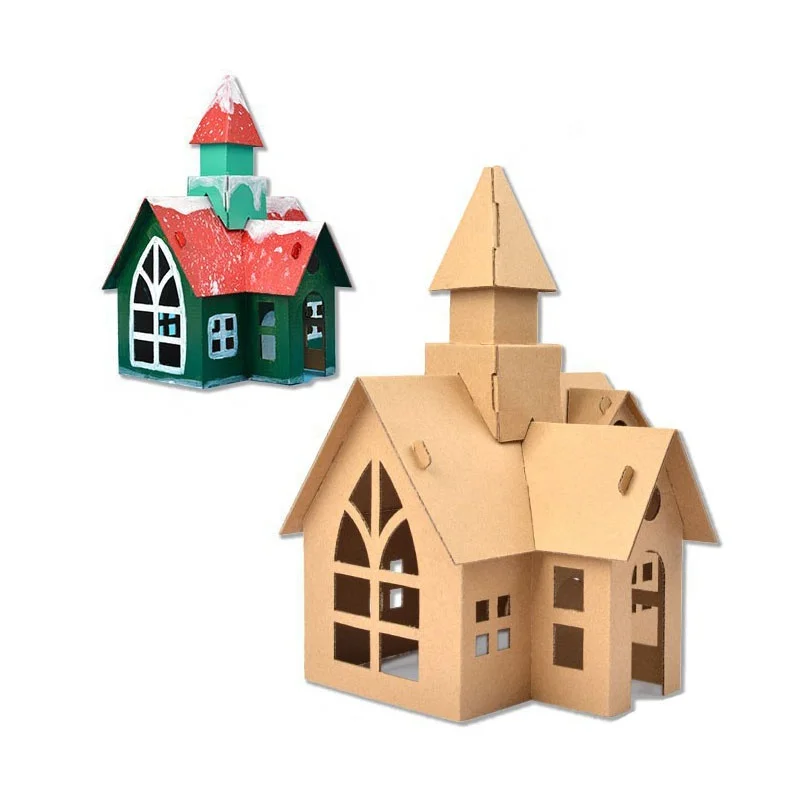 Gingerbread Cardboard House Kit for Kids DIY Housing Christmas Decorations DIY Cardboard House Xmas Desktop Ornament Decor