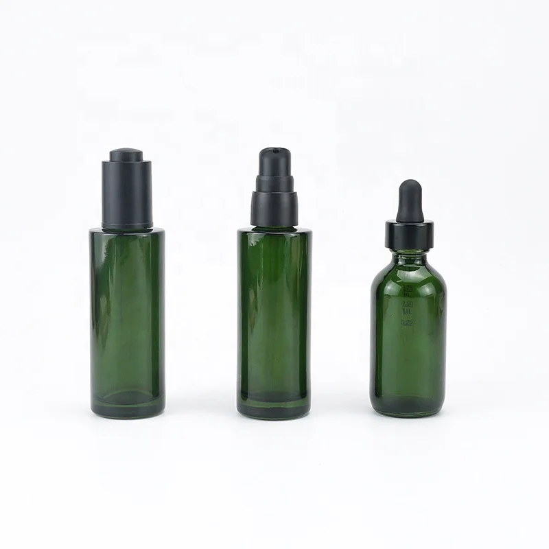 30ml 60ml 70ml High end dark green skin care essential oil bottle