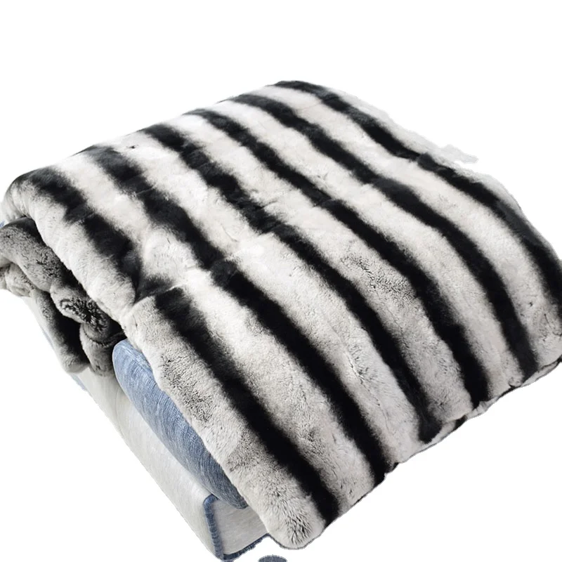 Модное роскошное высококачественное толстое одеяло из Шиншиллы и кроличьей кожи MWFur для кровати