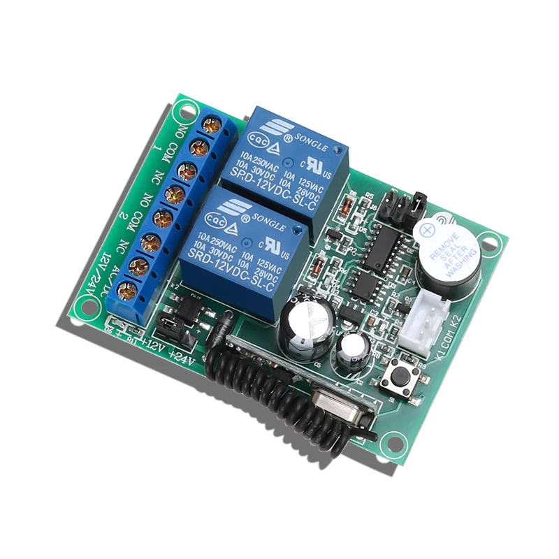 Универсальный дистанционный переключатель 433 МГц 12 В постоянного тока 2ch релейный приемник для контроллера гаража и ворот