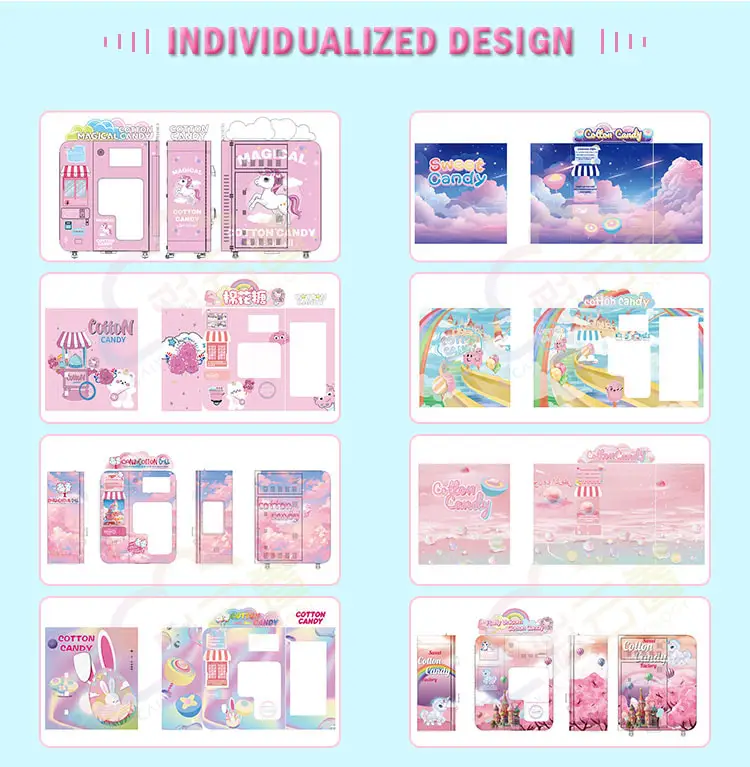Fully Automatic Sugar Cotton Candy Automatic Vending Machine Commercial Flower Cotton Candy Machine