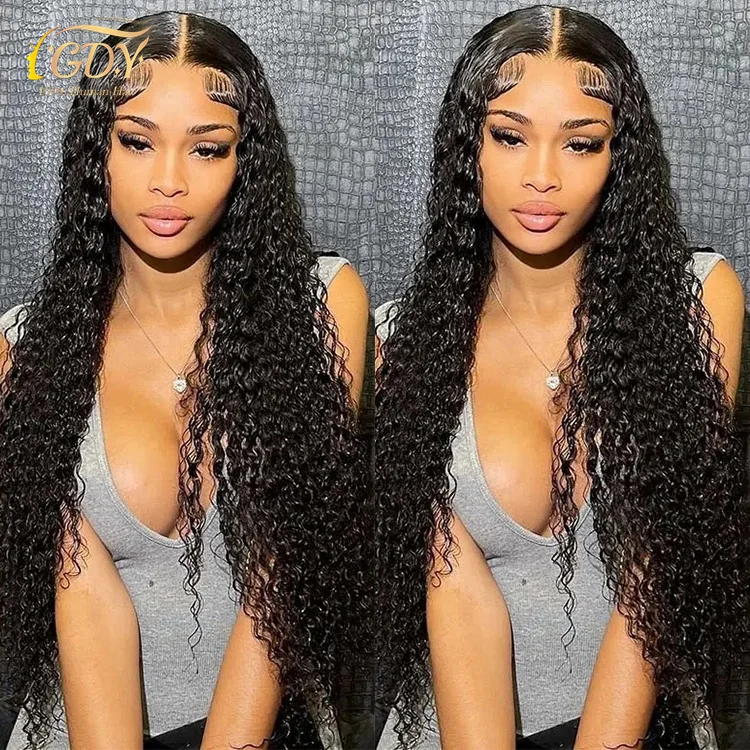 Wholesale Brazilian Human Hair HD Transparent Lace Front Wig Deep Wave 13*4 HD Swiss Lace Frontal Wigs for Black Women