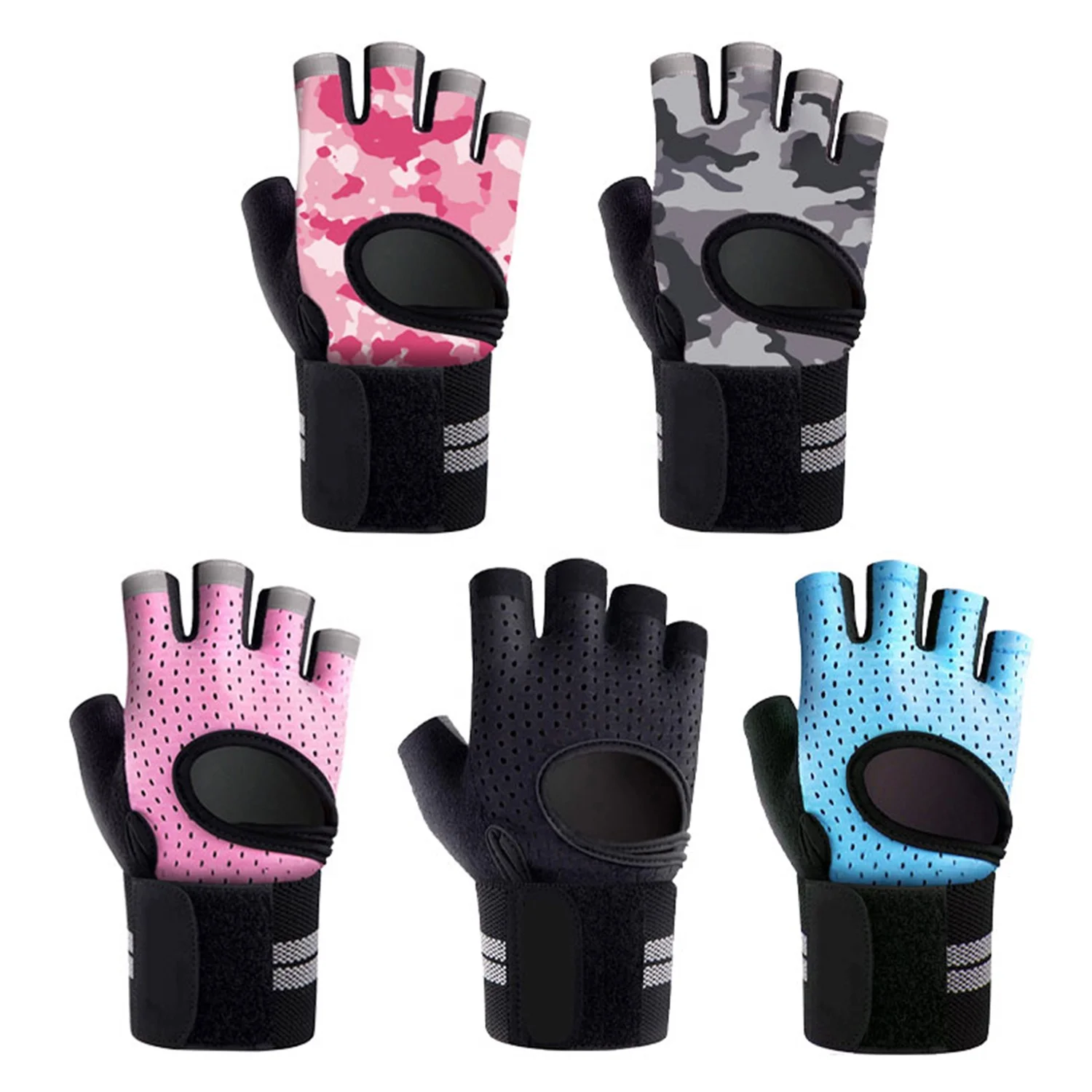 Anti slip Wristband Type Adjustable Breathable Half-finger Fitness Gloves With High Quality Sponge for Weightlifting