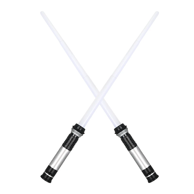 Mi 2 Pack Double Blade Kids Cosplay Expandable Glow Toy Kids Lightsaber Glow Sword Glitter Stick Toy for Party