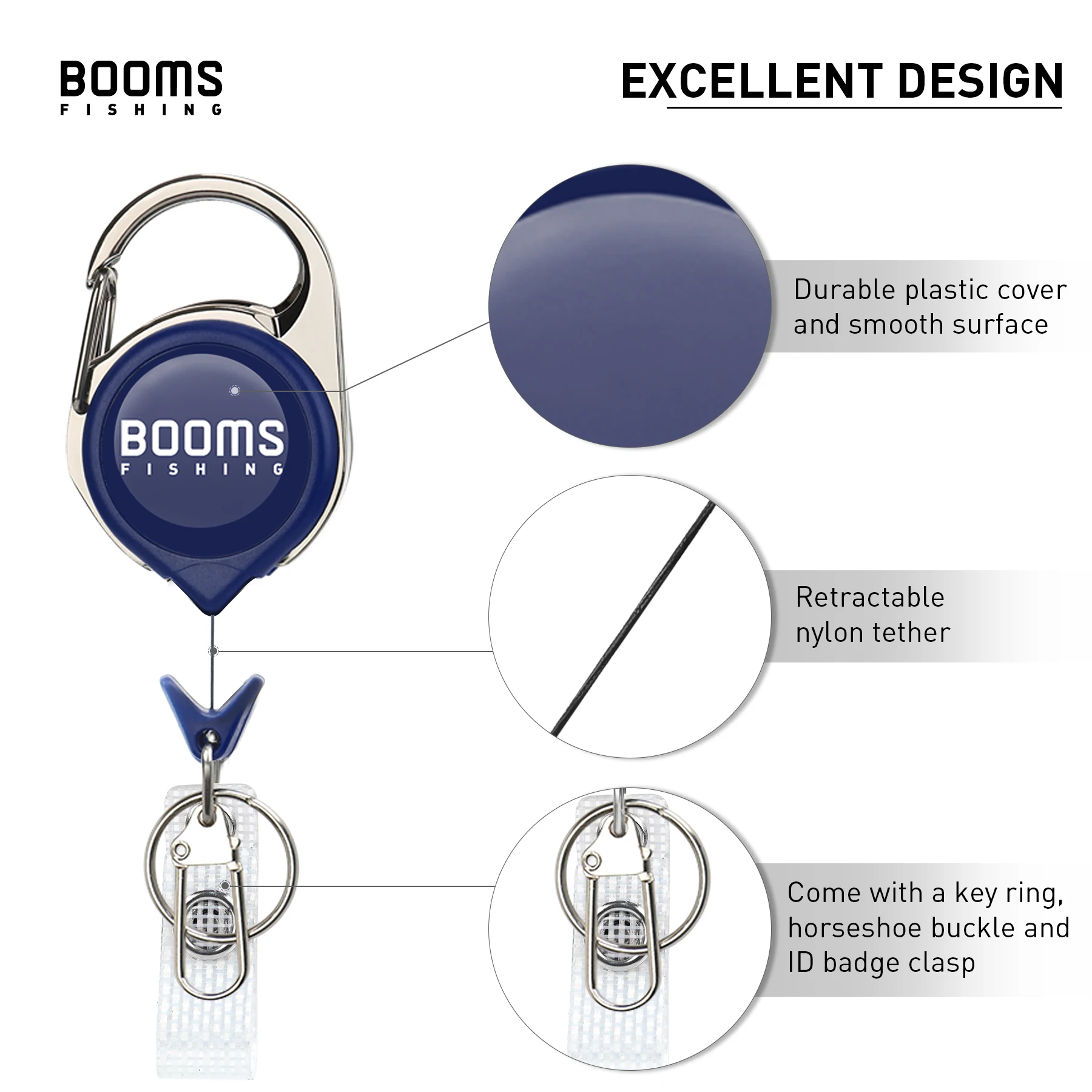 Retractor Keychain 4.1in Retractable Reel Badge Holder Tool Key Ring Horseshoe Buckle ID Badge Clasp RG1 Tether 3 PCS in Pack