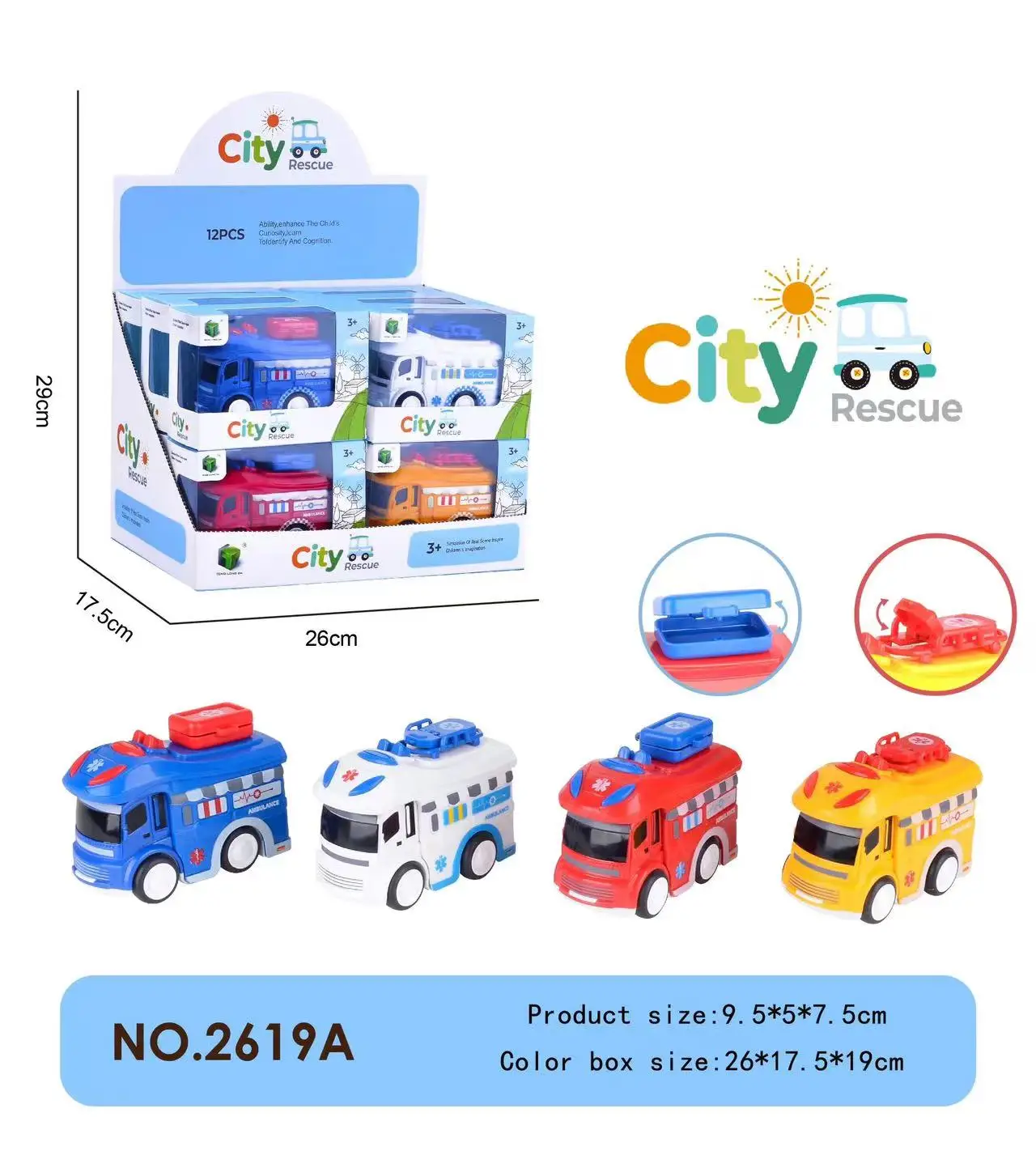 Mini Cute ice Cream Car Ambulance Plastic Car Toys For Kids