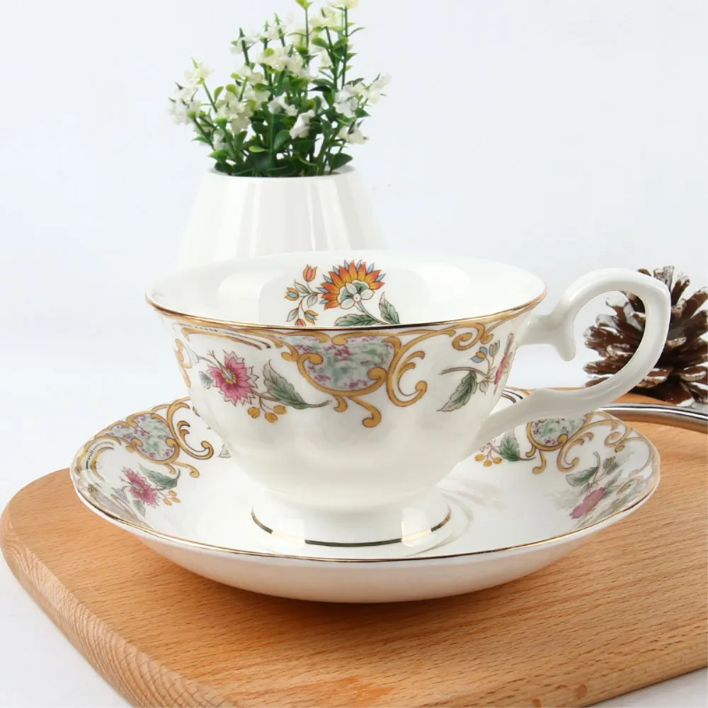 Simple design Kapok design royal turkish tea cups fine bone china tea cups saucers