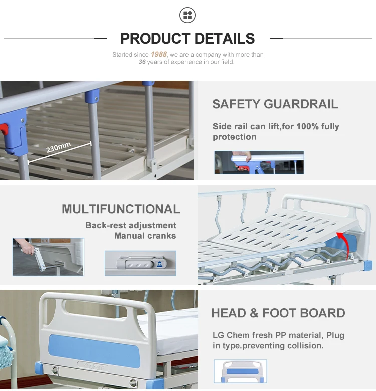 HaoHan 037 Bestseller Good Price Hospital Furniture Manufacturers One Crank Manual hospital medical smart bed of sick