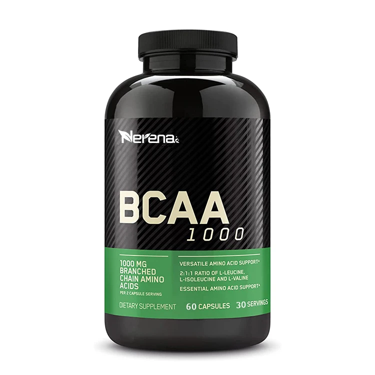 BCAA1000 Branched Chain Amino Acid Capsules Contain L-Leucine L-isoleucine and L-Valine 60 capsules (30 servings)