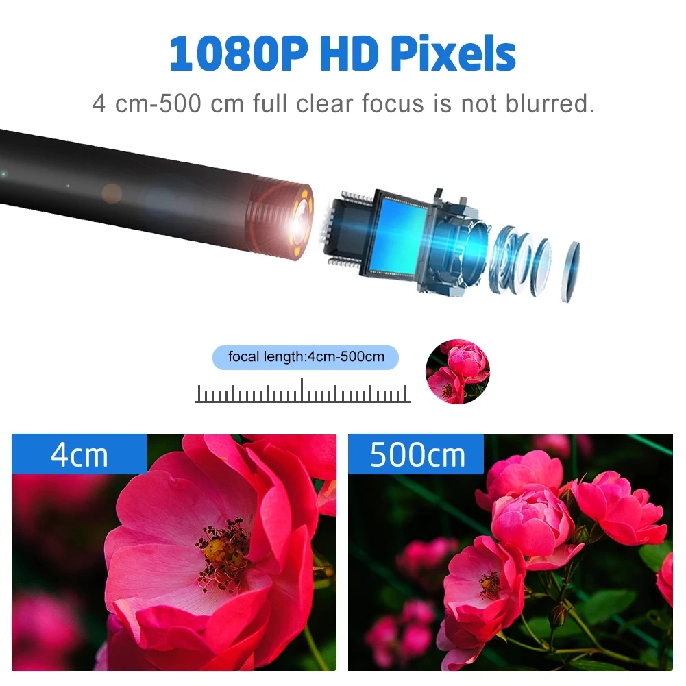 Y19 Handheld Inspection Camera 4.3inch screen 8mm lens 1080P 5M rigid cable 8led portable endoscope video borescope camera