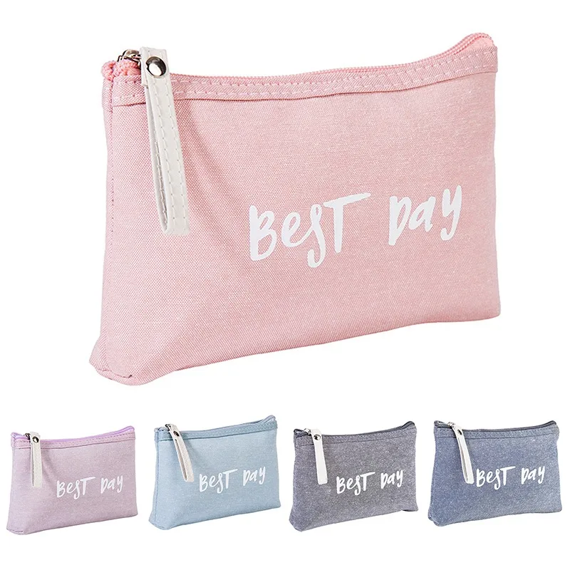 High Quality Eco Friendly Cotton Canvas Travel Cosmetic Pouch Portable Makeup Bag With Custom Logo Printed, Cotton Cosmetic Bag