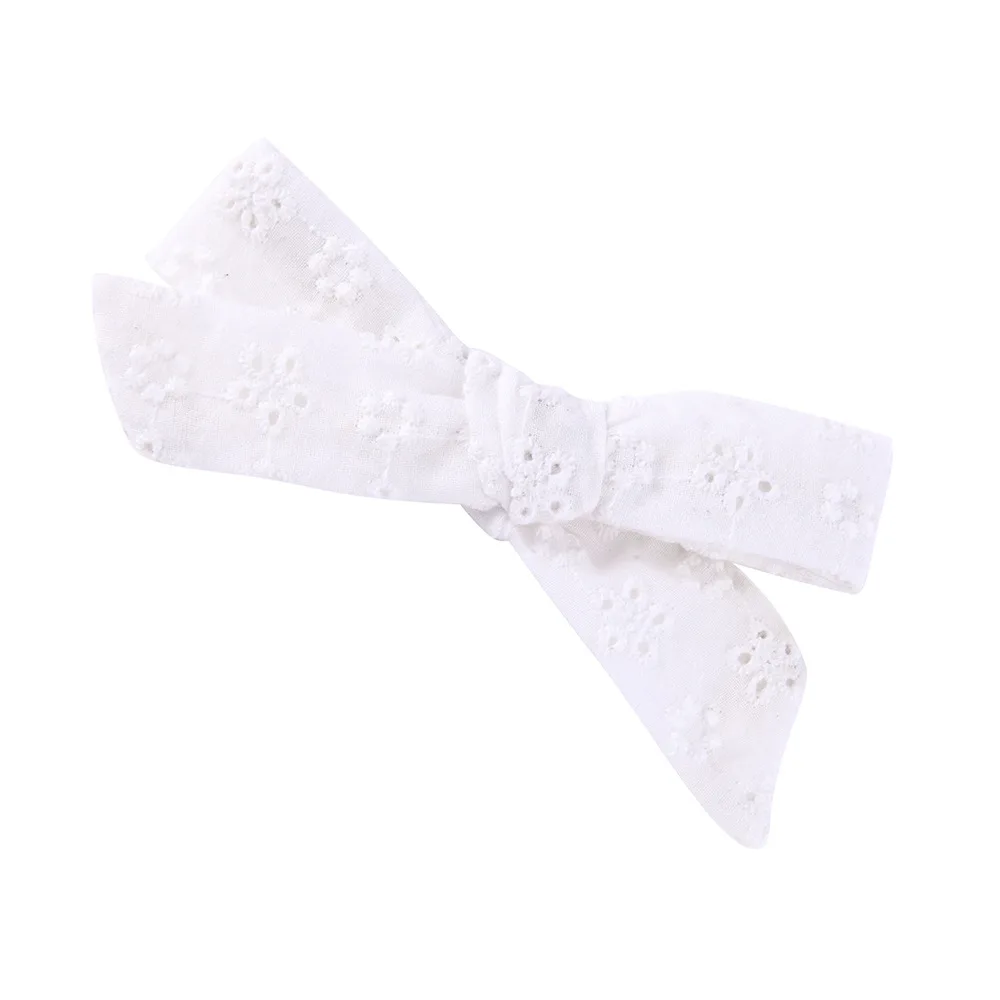2024 Simple Preppy Style Hair Clips For Girls  Kids Embroidered White Hair Bow Accessories  For kids