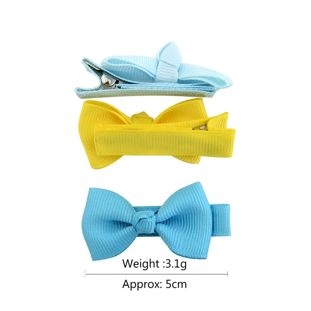 Hot Sell Baby Girls Hair Ornament Solid Color Ribbon Bow Hair Clips Handmade Fabric Covered Non Slip Metal Duckbill Hairgrips