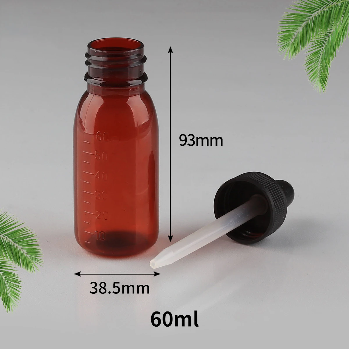 60ml wholesale Brown reagent bottle with graduated medicinal liquid bottle Plastic dropper bottle