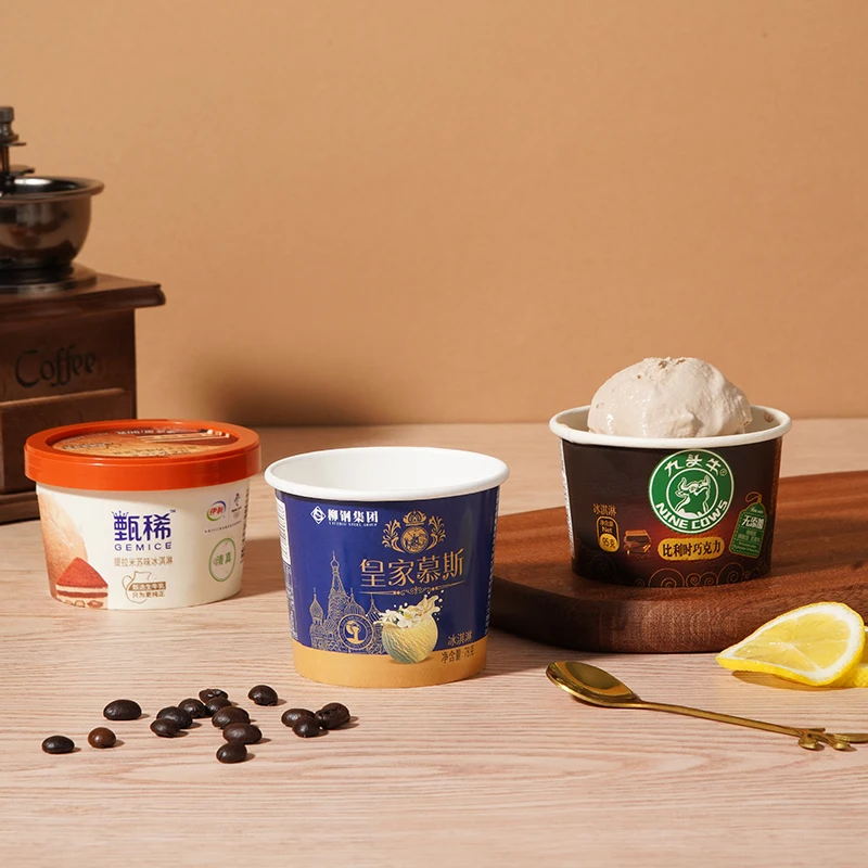 OEM Wholesale Food Grade Recycled 4oz 100ml Custom plastic IML cup ice cream cups with lid and spoon