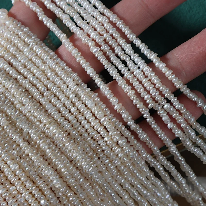 2-2.5mm AA Tiny Loose Freshwater White Pearls Potato Hydro Beads Strands for Jewelry Use
