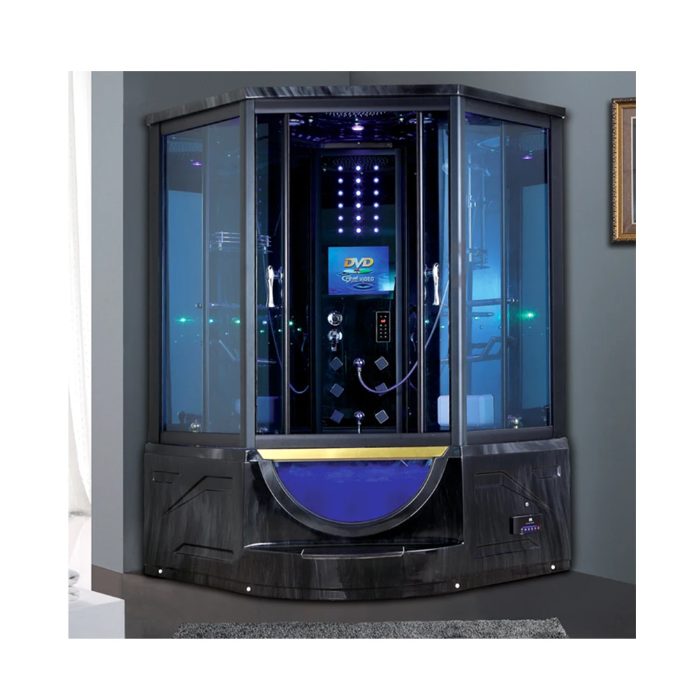 Black hotel wholesale bath sliding door shower room with tempered glass shower steam rooms computerized steam shower massage