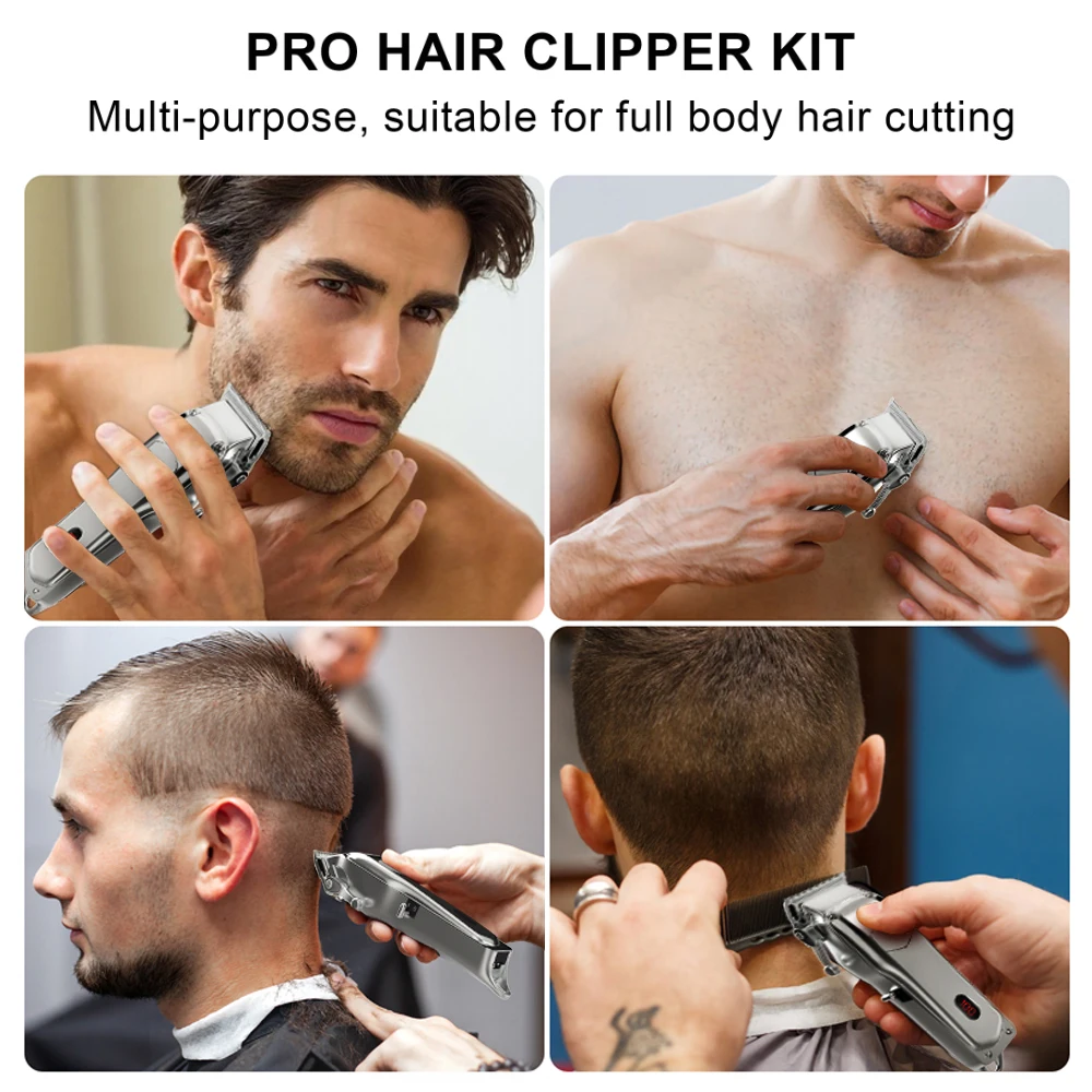 Мужской мощный беспроводной Перезаряжаемый триммер Ufree из нержавеющей стали комплект с ЖК-экраном профессиональные машинки для стрижки волос Мужская Металлическая машинка для стрижки волос