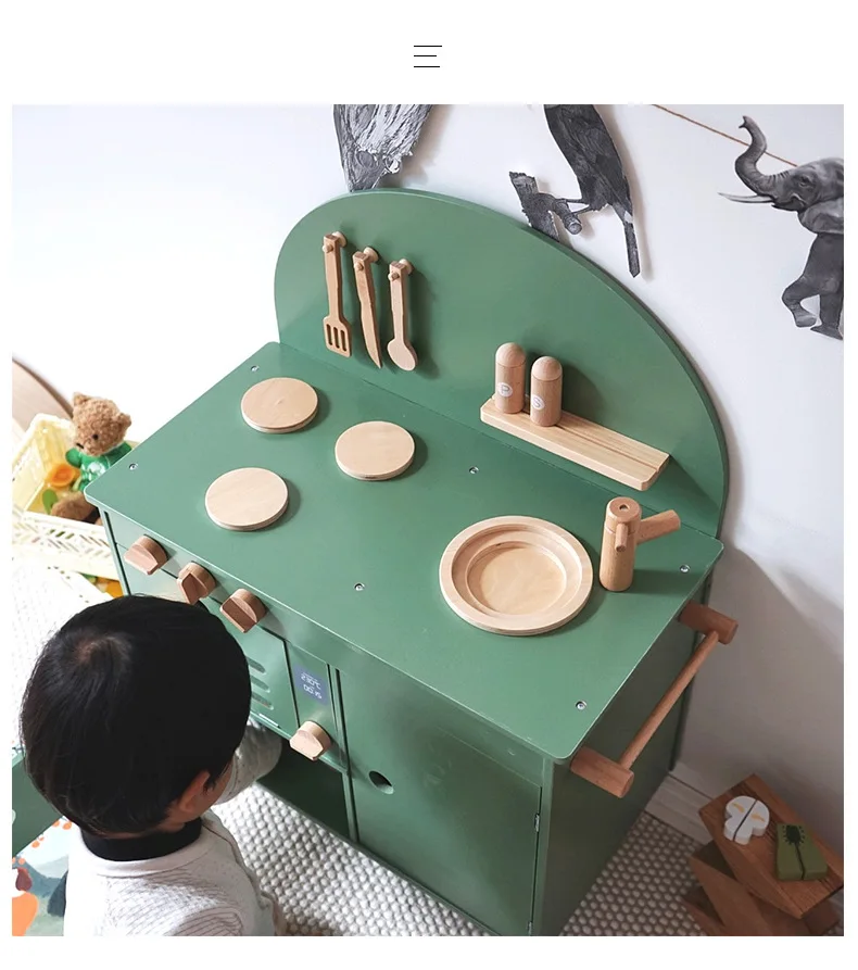 Simulation Cooking Set Kids Wooden Wholesale and Custom Playset Kitchen