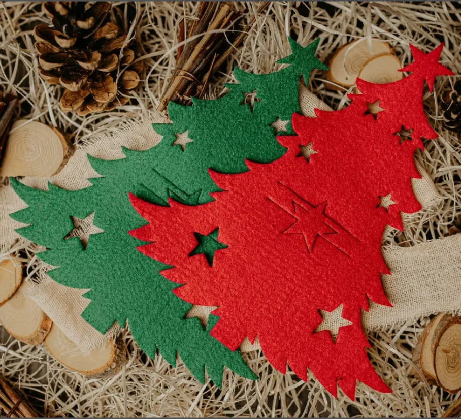 felt Christmas cutlery mat Christmas Tree Cutlery Holder Table Decoration