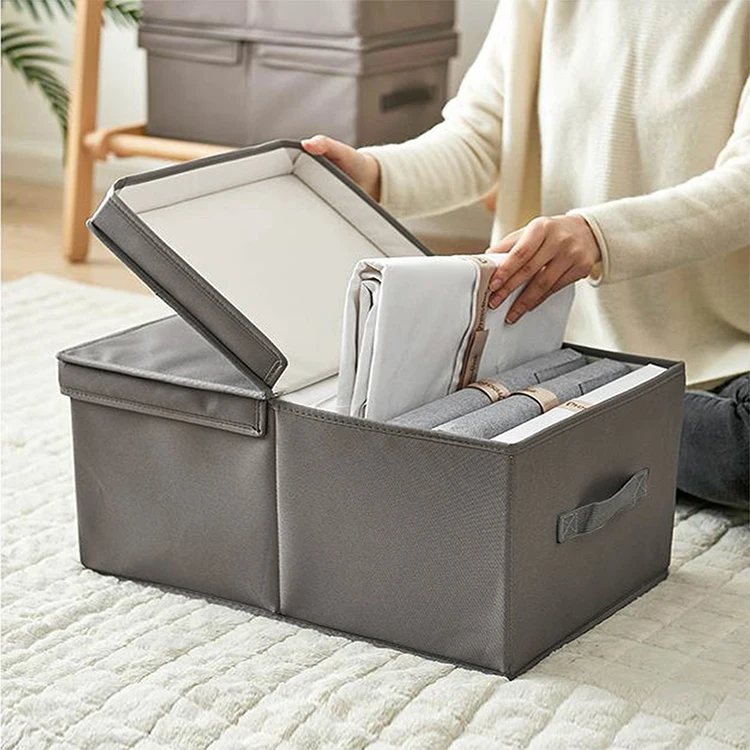 Home Foldable Non Woven Fabric Cute Organizer Small Toy Storage Box With Lids