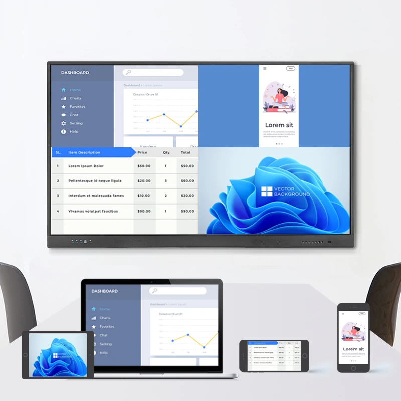 100inch Supplies School Office Whiteboard Interactive Smart Board Touch Screen Digital Boards Black Android White LED Anti Glass