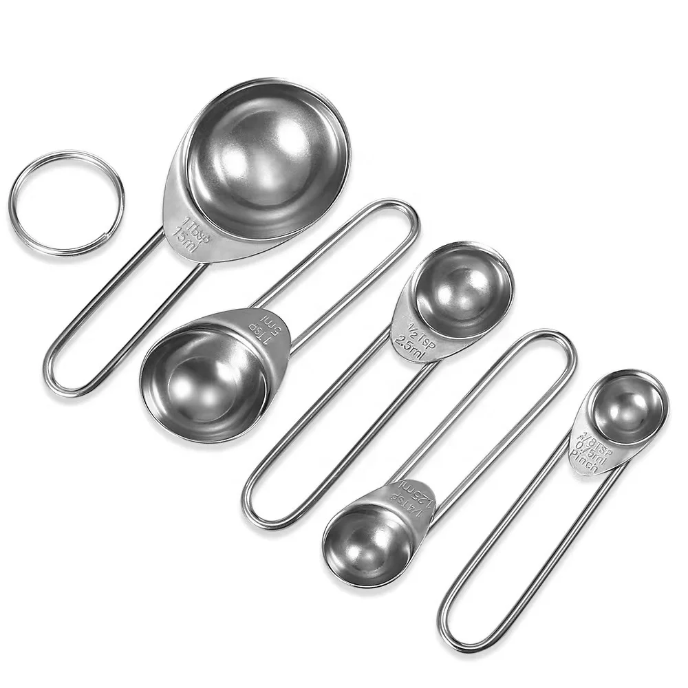 5 Pack Stainless Steel Measuring Spoon 1 tsp-1/8 tsp for Dry and Liquid Metal Measuring Spoons
