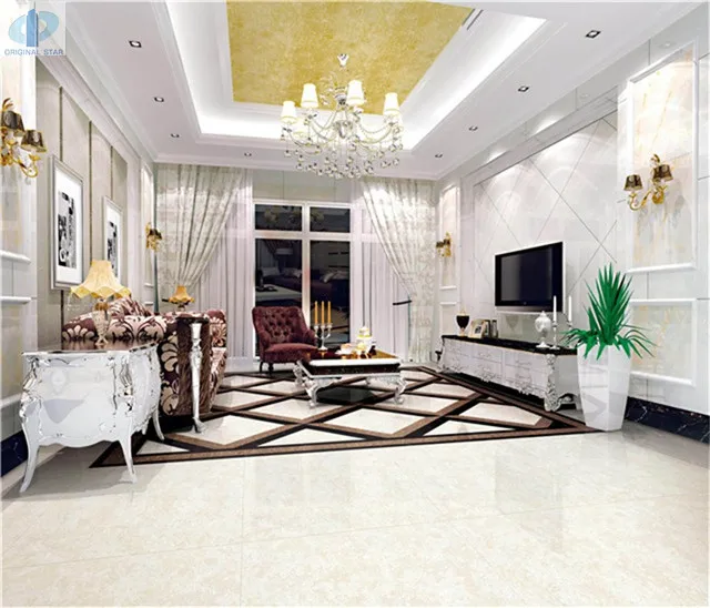 Living Room Glazed Polished Porcelain Tiles 600X600  Decorative Tiles Floor