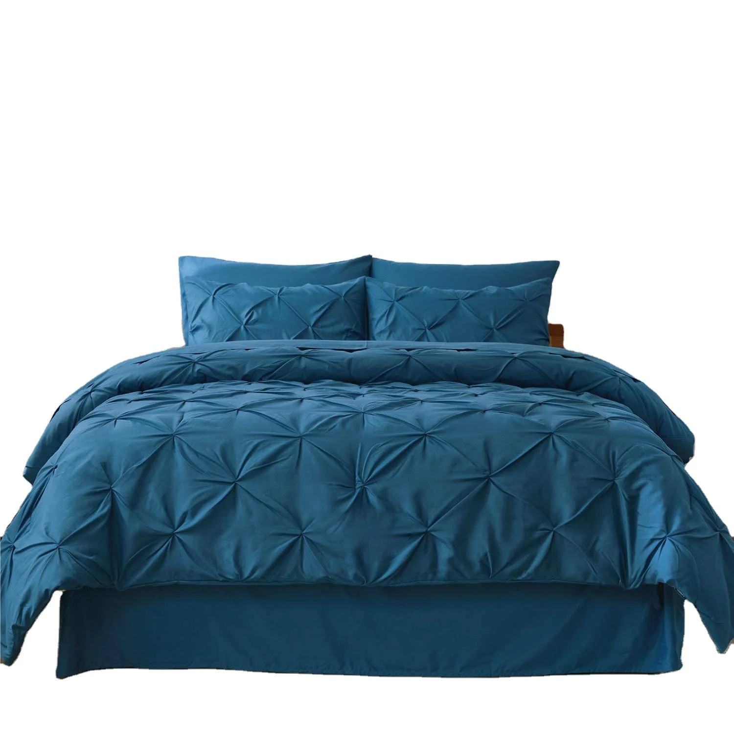 Factory Wholesale OEM ODM Custom Teal  Bedding Comforter quilt Sets 8 Pieces Pintuck Bed Comforters Duvet