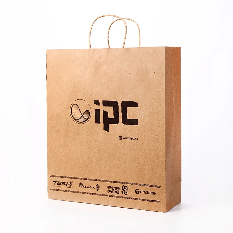 custom Recyclable Kraft Paper Bag With Your Own Logo, Custom Shopping Paper Bag For Food With Handle