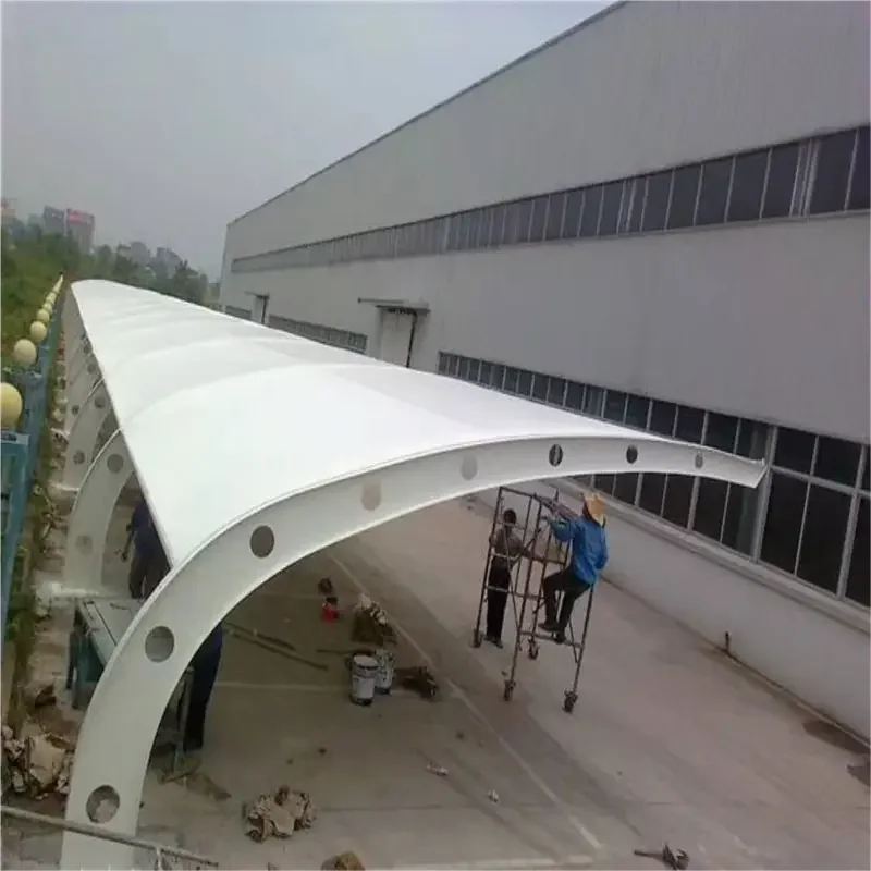 Prefabricated steel sun shade carport structure cover tensile membrane structure for car parking canopy