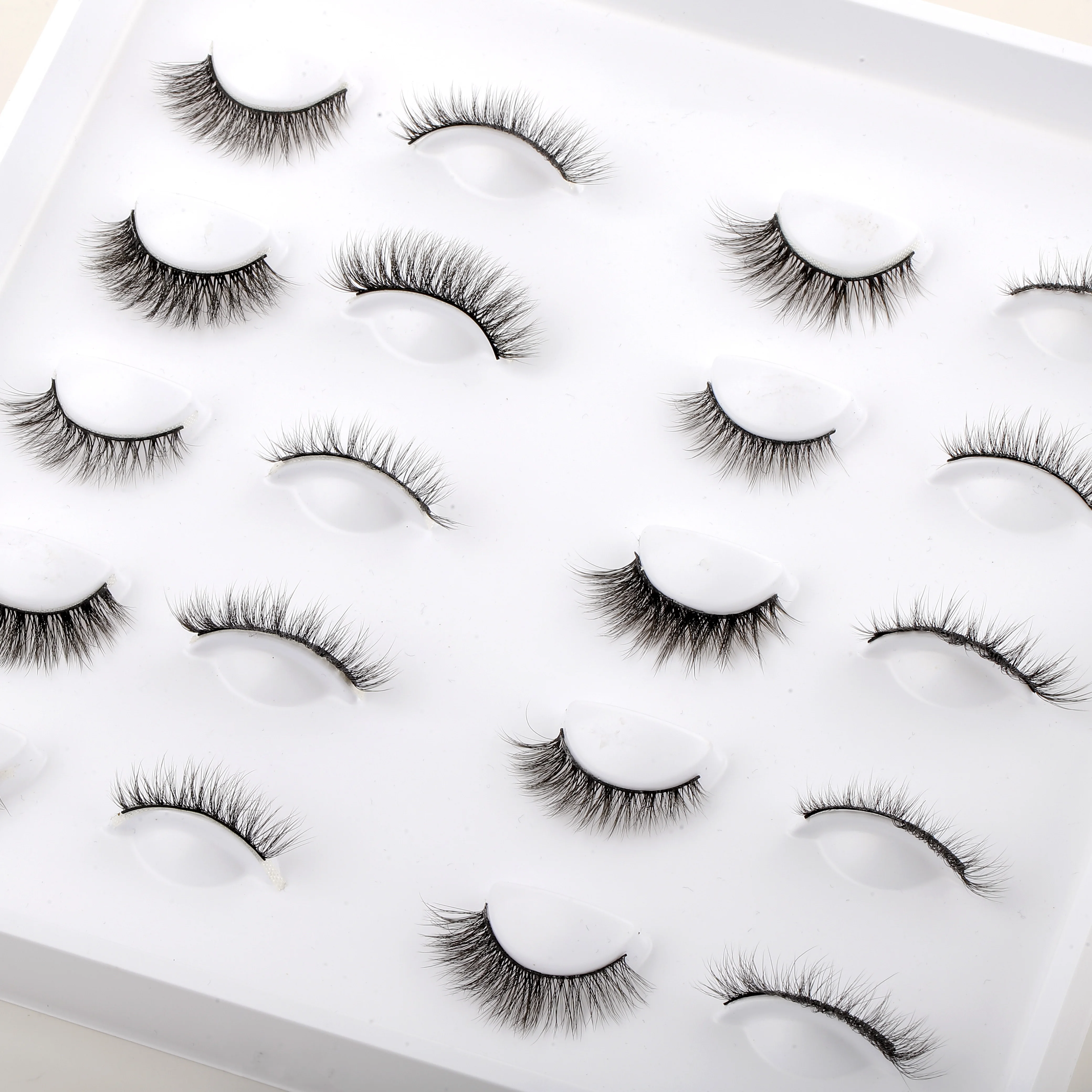 New elastic black band high quality pbt fiber wispy faux mink eyelash vendor handmade false natural strip lashes